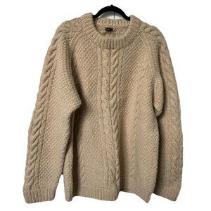 Vintage GA Enterprises Wool Sweater Cream Cable Knit Fisherman Coastal Knit